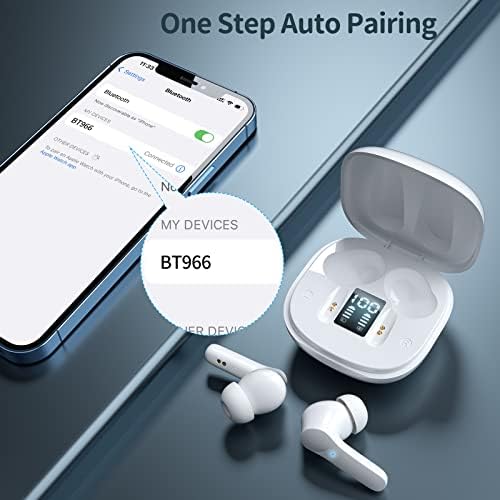 Kablosuz Kulaklık Bluetooth V5. 1 Kulaklık Stereo Bas ile Kablosuz Şarj Kılıf ve LED dijital ekran, 48 H Çalma Süresi,