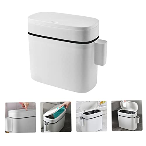 SOLUSTRE 1 adet Dikiş tuvalet kağıdı Sepeti Kapaklı Ofis Kutuları için çöp sepeti Ofis için çöp kutuları Beyaz Plastik