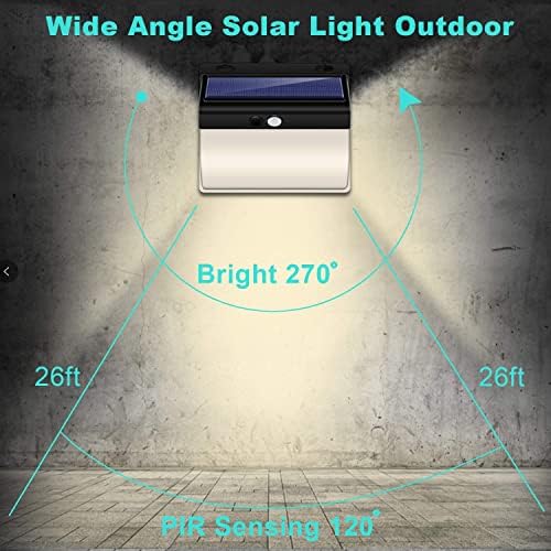 SLGOL güneş ışıkları açık, beyaz ve sıcak 2 renk, 6 aydınlatma modu 104LED güneş enerjili hareket sensörü sensörü